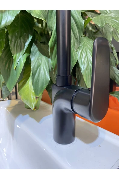 Siyah Batarya Siyah Mutfak Musluğu Modern Evye Bataryası Mat Siyah - Resim 2