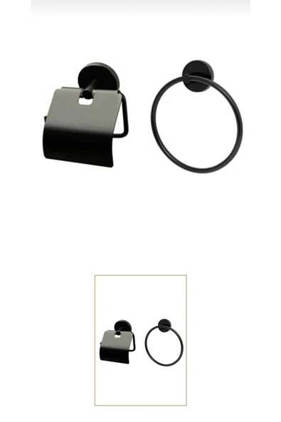 Siyah Havluluk Tuvalet Kağıtlık Set Mat Siyah Paslanmaz Pirinç Malzeme Ikili Set ürün görseli