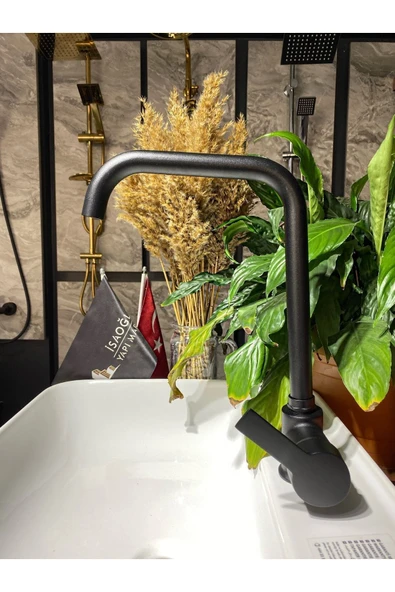 Mat Siyah Mutfak Bataryası Siyah Evye Musluğu Siyah Mutfak Muslugu 5 Yıl Garantili Premium Design - Resim 2