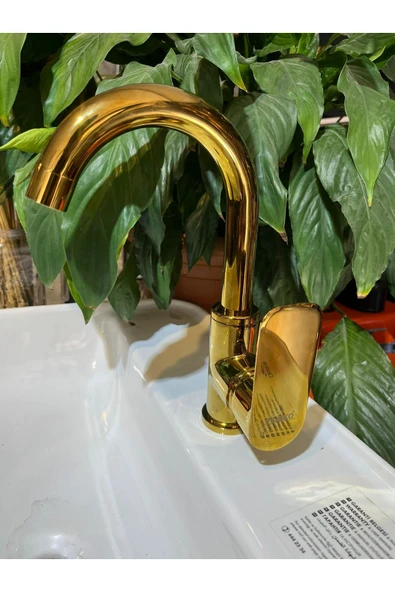 Gold Lavabo Bataryası Yüksek Tip Gold Lavabo Armatür Pirinç Malzeme - 2