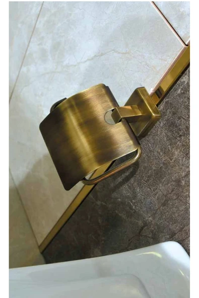 Antik Gold Kapaklı Tuvalet Kağıtlığı Pirinç Kaliteli Materyal