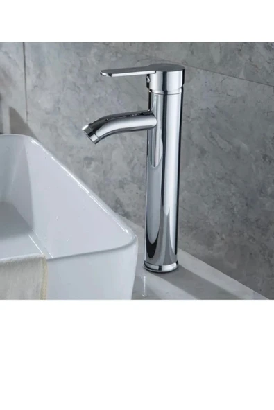 Çanak Lavabo Bataryası Gümüş Lavabo Bataryası Yüksek Çanak Lavabo Musluğu Garantili Modern Tasarım - 2