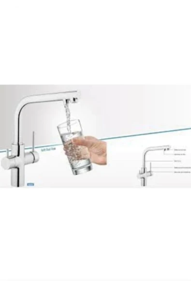 Arıtmalı Musluk Arıtmalı Evye Bataryası Modern Premium Tasarım Arıtıcılı Batarya Silver Gümüş - Resim 3