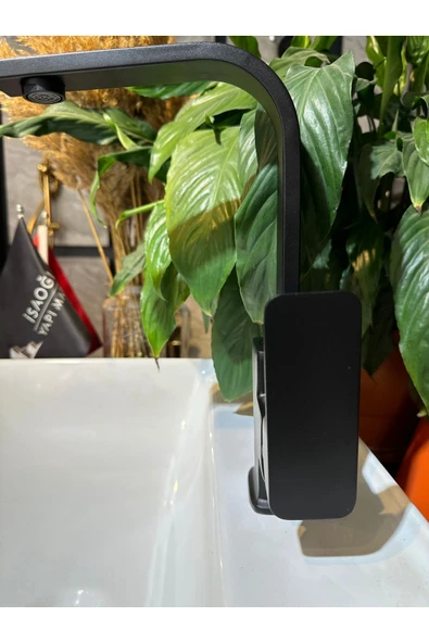 Mat Siyah Lavabo Bataryası Yüksek Model Kare Tasarım Lavabo Musluğu Grape Armatür - Resim 4