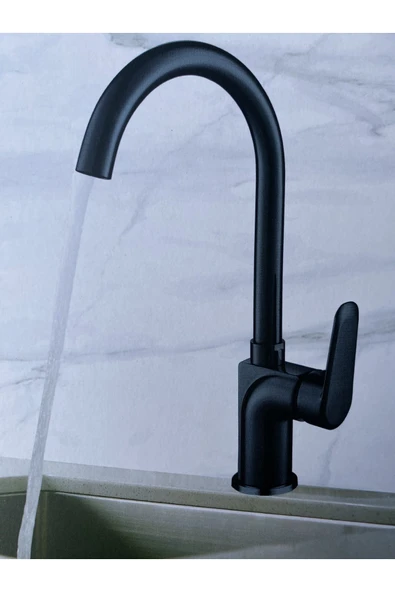 Mat Siyah Evye Bataryası Siyah Mutfak Musluğu Modern Tasarım 5 Yıl Garantili Batarya ürün görseli