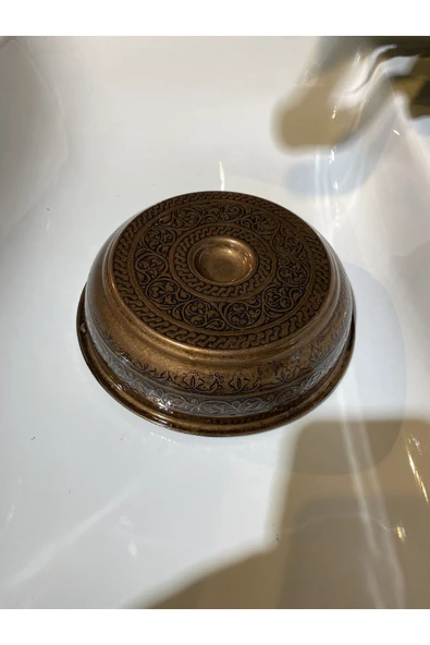 Bakır Hamam Tası Bron Kurna Tası İşlemeli Motifli Ağır Kurna Tası - 2