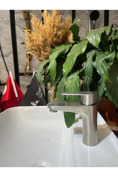 Mat Krom İnox Lavabo Armatür Modern Tasarım Lavabo Bataryası - Resim 2