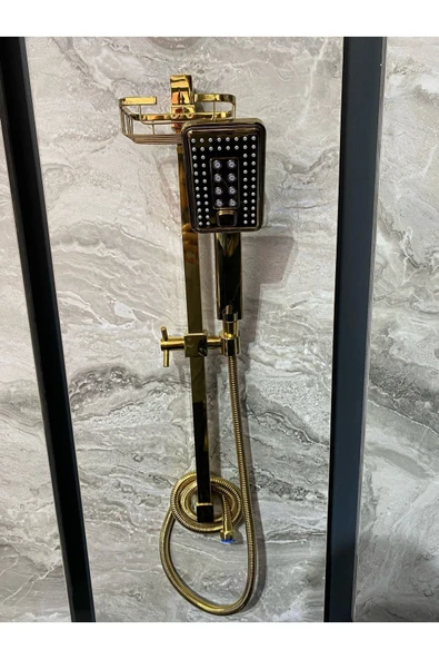 Parlak Gold Altın Premium Duş Seti Altın Duş Başlığı Altın Duş Seti Gold Banyo Seti - 2