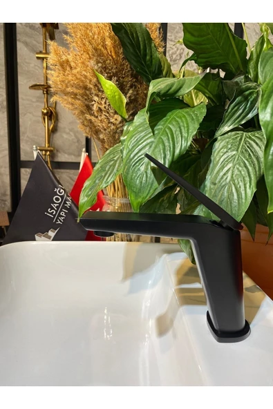 Siyah Lavabo Bataryası Mat Siyah Lavabo Musluğu Velar Tasarım Armatür - Resim 2