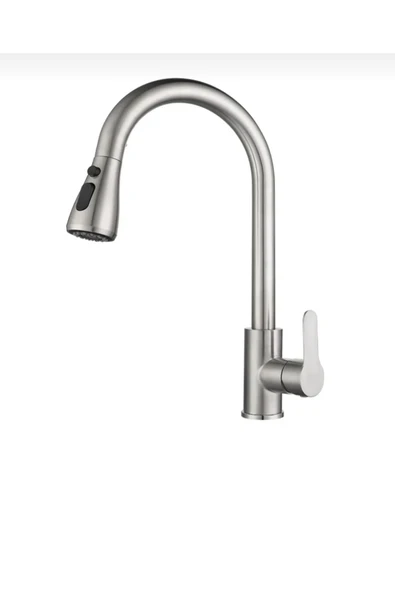 Spiralli Armatür Spiralli Musluk Uzayan Sistem Mutfak Bataryası Mat Krom İnox Renk Musluk - Resim 3