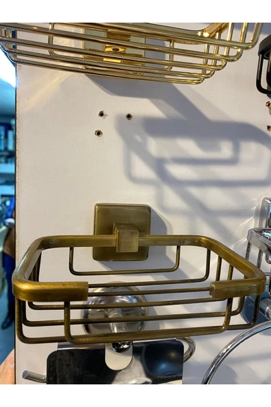 Mat Gold Süngerlik Antik Gold Sabunluk Pirinç Malzeme Şampuanlık - 3