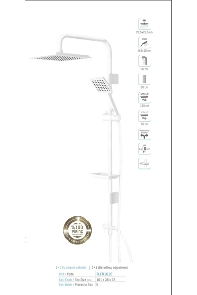 Beyaz Duş Seti Beyaz Yağmurlama Duş Sistemi Beyaz Armatür Robot Duş ürün görseli