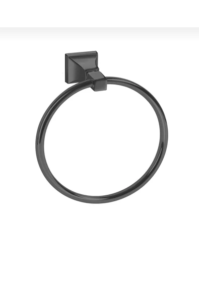 Mat Siyah Banyo Havluluk Oval Tasarım Siyah Havluluk Pirinç Malzeme ürün görseli