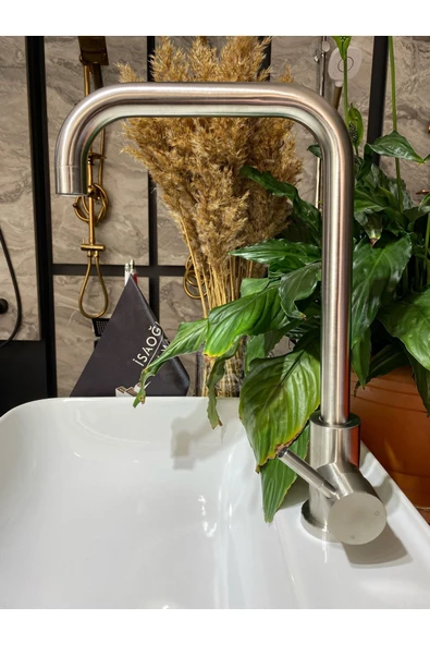 Mutfak Bataryası Inox Renk Evye Musluğu 5 Yıl Garantili Mutfak Musluğu Eviye Bataryası - Resim 2