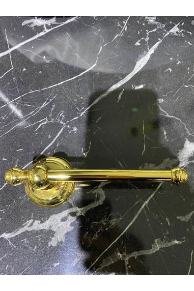 Gold Havluluk Ve Tuvalet Kağıtlığı Vintage Tasarım Altın Havluluk Ve Kağıtlık Set Pirinç - 4