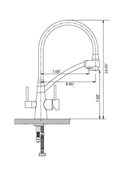 Arıtmalı Mutfak Bataryası Mat Krom Fırçalanmış Nikel Musluk Arıtmalara Uygun Uzayan Sistemli - Resim 4