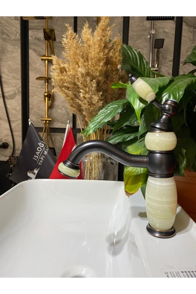 Siyah Lavabo Bataryası Mermer Tasarım Country Design Siyah Lavabo Musluğu - Resim 2
