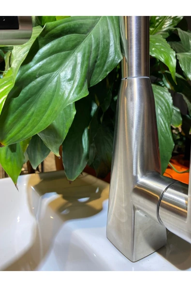 Mat Krom Mutfak Bataryası Spiralli Evye Musluğu Şelale Akışlı 4 Fonksiyonlu Armatür - Resim 4