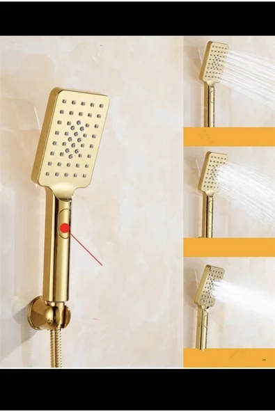 Gold Duş Seti Batarya Dahil Komple Set Altın Duş Başlığı - 2