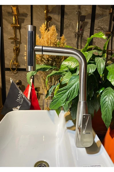 Mat Krom Mutfak Bataryası Spiralli Evye Musluğu Şelale Akışlı 4 Fonksiyonlu Armatür ürün görseli