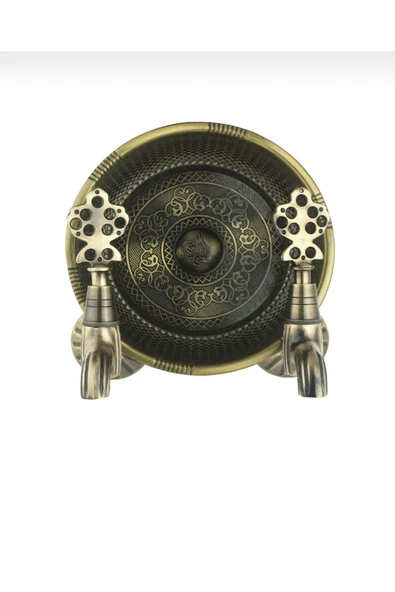 Antik Kurna Musluğu ve Hamam Tası Üçlü Set Hamam Tası Kurna Musluğu Komple Pirinç ürün görseli