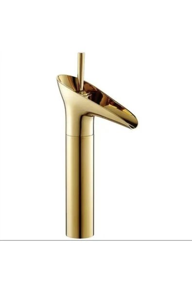 Çanak Lavabo Bataryası Gold Lavabo Musluğu Şelale Doğal Akışlı Batarya Çanak Uyumlu - 2