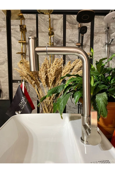 Antrasit Mutfak Bataryası Spiralli Mutfak Bataryası Evye Musluğu Teleskopik Sistem Uzayan Batarya ürün görseli