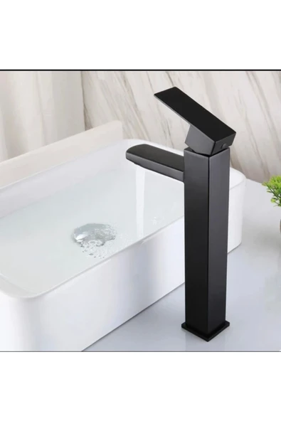 Çanak Lavabo Bataryası Siyah Lavabo Musluğu Mat Siyah Kare Çanak Bataryası - 2