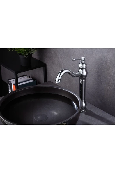 Gümüş Çanak Lavabo Bataryası Krom Lavabo Musluğu Polina Çanak Armatür Banyo Bataryası ürün görseli