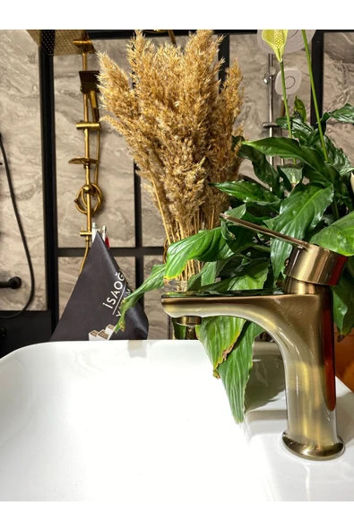 Antik Gold Royal Lavabo Bataryası Antik Eskitme Lavabo Musluğu Mat Altın Batarya Banyo Musluk - 2