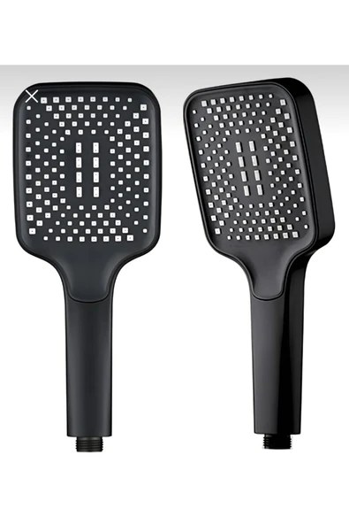 Siyah Tepe Yağmurlama Duş Seti Mat Siyah Ektra Büyük Duş Sistemi Batarya Dahil Set Fonksiyonlu - Resim 3