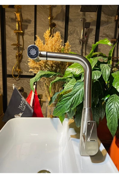 Mat Krom Mutfak Bataryası Spiralli Evye Musluğu Şelale Akışlı 4 Fonksiyonlu Armatür - Resim 3