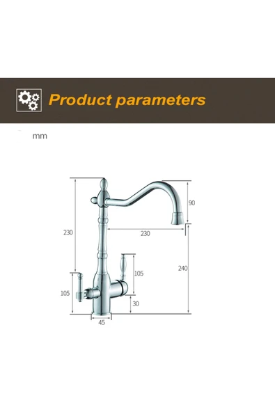 Mutfak Evye Bataryası Krom Dual Flow Su Arıtma Çıkışlı Krom Yeni Tasarım 5 Yıl Garantili - Resim 2
