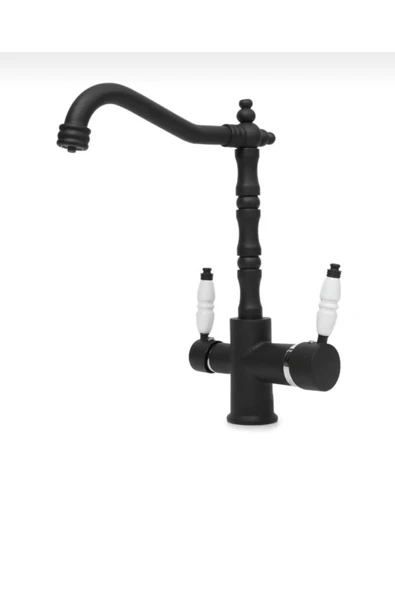 Arıtmalı Mutfak Bataryası Siyah Vintage Arıtmalı Musluk Arıtma Cihazlarına Uygun Rustik Batarya - Resim 2