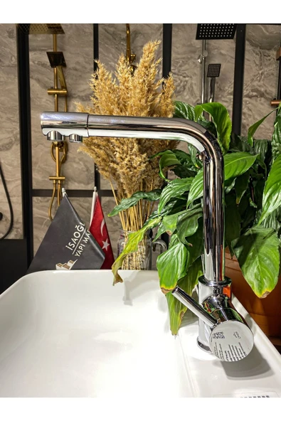 Arıtıcılı Mutfak Bataryası 3 Yollu Evye Musluk Arıtmalı Mutfak Musluğu Krom Renk 5 Yıl Garantili - Resim 4