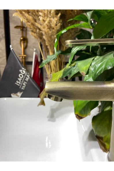 Mat Gold Lavabo Bataryası Antik Lavabo Bataryası Altın Lavabo Musluğu Fırçalanmış Mat Altın Batarya - 3
