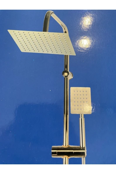 Gold Duş Seti Altın Duş Sistemi Büyük Metal Tepe Duş Yağmurlama Sistem Batarya Dahil Set - Resim 3