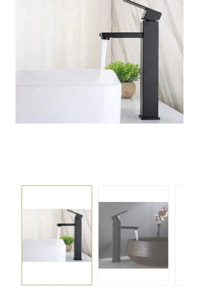 Siyah Çanak Lavabo Bataryası Mat Siyah Lavabo Bataryası Kare Modern Tasarım - Resim 3