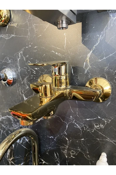 Gold Duş Seti Altın Duş Sistemi Büyük Metal Tepe Duş Yağmurlama Sistem Batarya Dahil Set - Resim 4