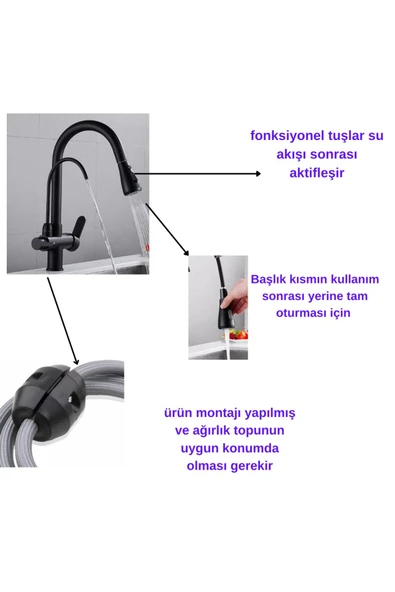 FLEKO Arıtmalı Spiralli Pull-out Mutfak Bataryası - Resim 3