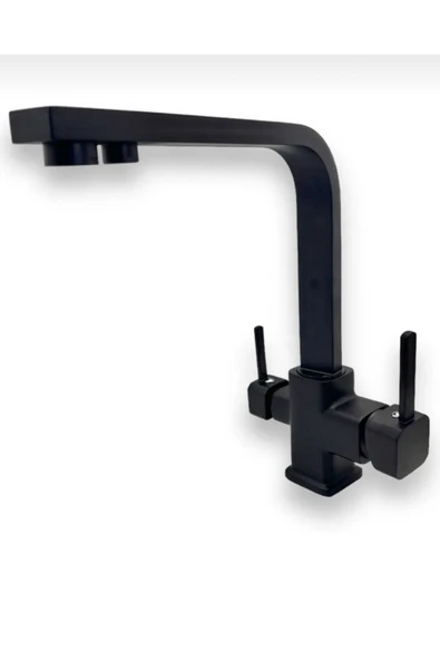 Siyah Mutfak Bataryası Arıtmalı Evye Bataryası Kare Armatür Arıtmalara Uygun Mat Siyah ürün görseli