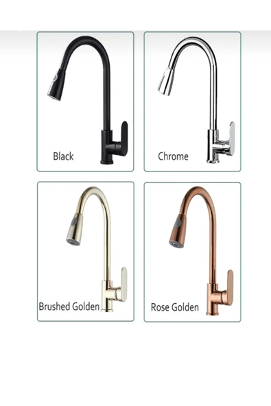 Bakır Bronz Spiralli Mutfak Bataryası Uzayan Sistem Bronz Armatür Evye Musluğu - Resim 2