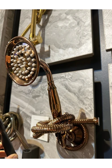 Bakır Duş Sistemi Klasik Vintage Bronz Duş Seti Bronz Askı Aparatı Dahil Komple Set