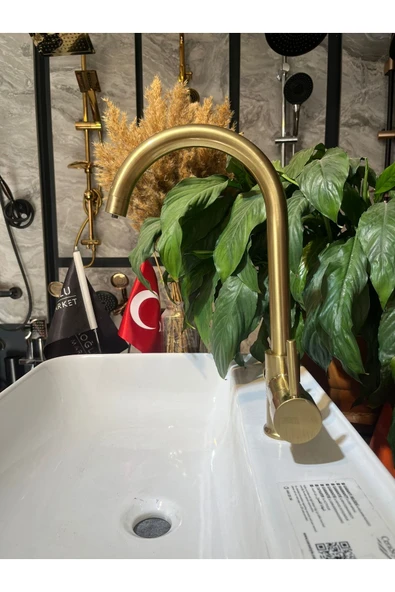 Mat Gold Arıtmalı Mutfak Bataryası Modern Tasarım Arıtmalı Mat Altın Armatür - 3