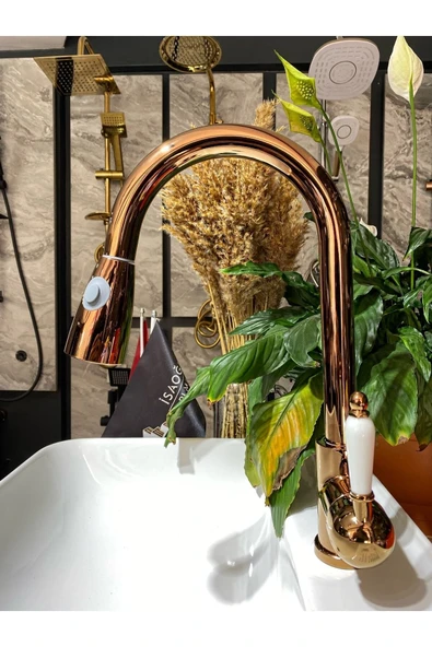 Bakır Spiralli Mutfak Bataryası Bronz Eviye Bataryası Bakır Hortumlu Mutfak Musluk - Resim 2