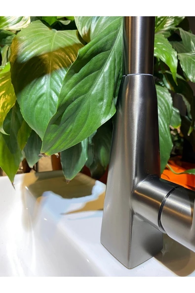 Antrasit Gri Mutfak Bataryası Spiralli Evye Musluğu Antrasit Premium Armatür 4 Ayrı Fonksiyon - Resim 4