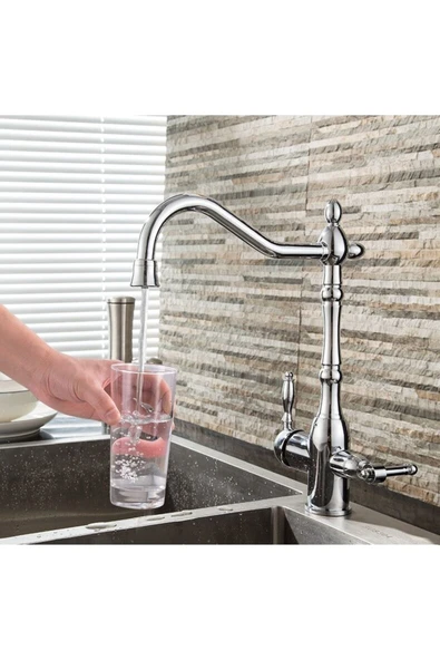 Mutfak Evye Bataryası Krom Dual Flow Su Arıtma Çıkışlı Krom Yeni Tasarım 5 Yıl Garantili - Resim 7