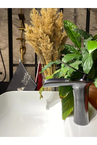 Mat Siyah Şelale Lavabo Bataryası Siyah Lavabo Musluğu Siyah Banyo Bataryası - Resim 2