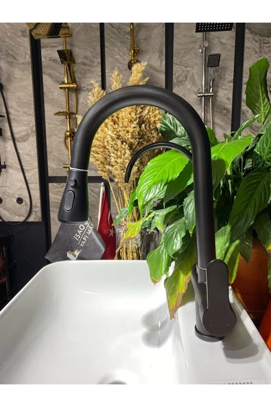 Siyah Spiralli Arıtmalı Mutfak Bataryası Mat Siyah Arıtıcılı Evye Musluğu Luxury Design ürün görseli