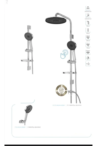 Duş Sistemi Tepe Yağmurlamalı Batarya Dahil Set Oval Yuvarlak Robot Duş Başlığı Komple Set - 2